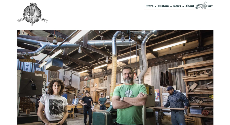 Screen capture of Offerman Wood Shop website